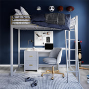 Little Seeds Monarch Hill Haven Metal Loft Bed - Dove Gray - Twin