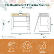 Little Seeds Monarch Hill Haven Metal Loft Bed - Dove Gray - Twin