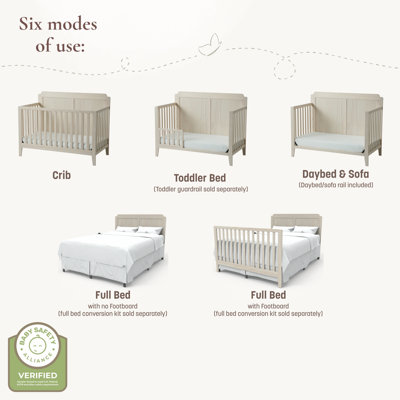 Little Seeds Sprig 6-in-1 Convertible Crib