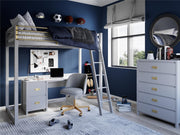 Little Seeds Monarch Hill Haven Metal Loft Bed - Dove Gray - Twin