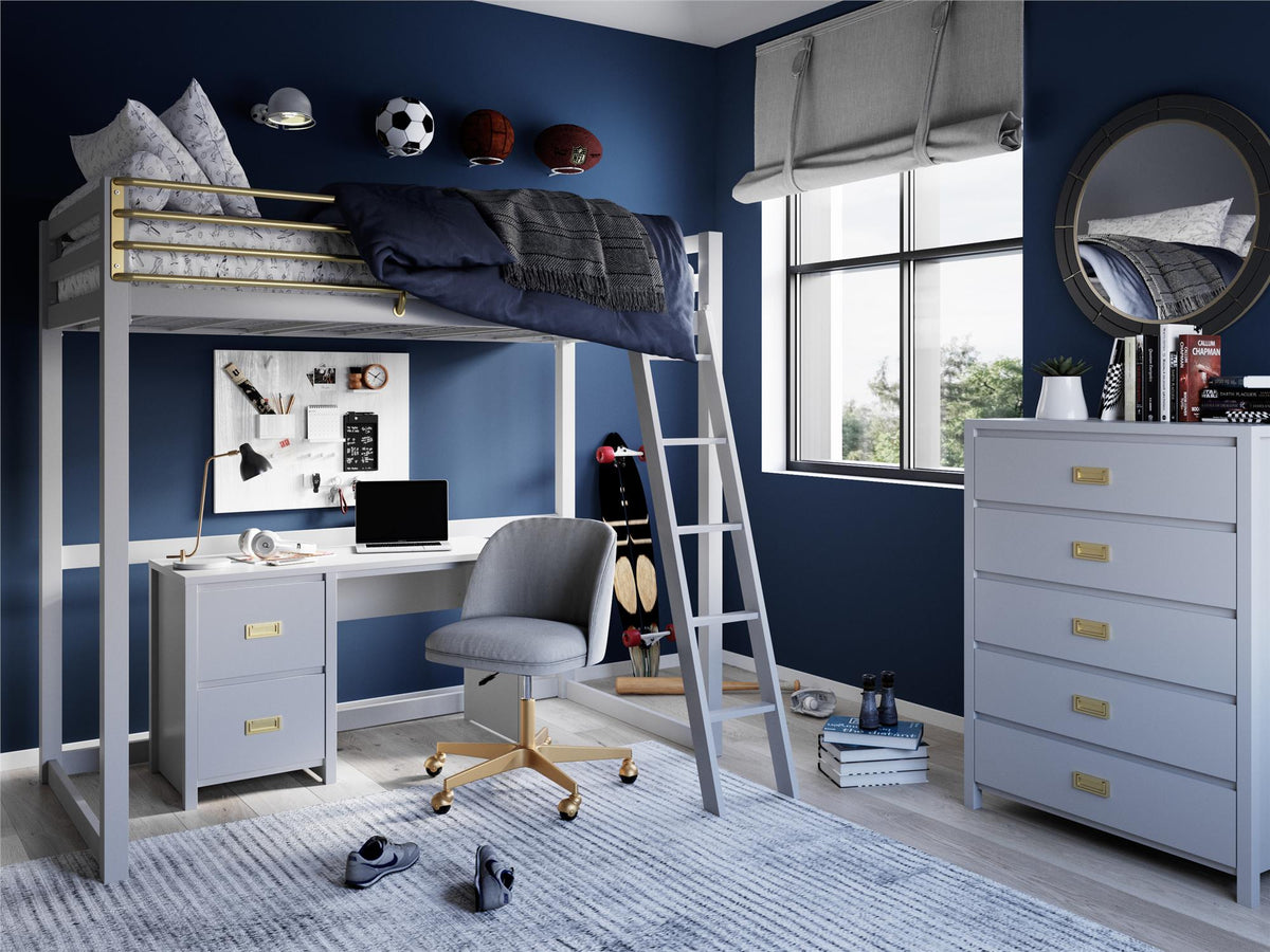 Little Seeds Monarch Hill Haven Metal Loft Bed - Dove Gray - Twin