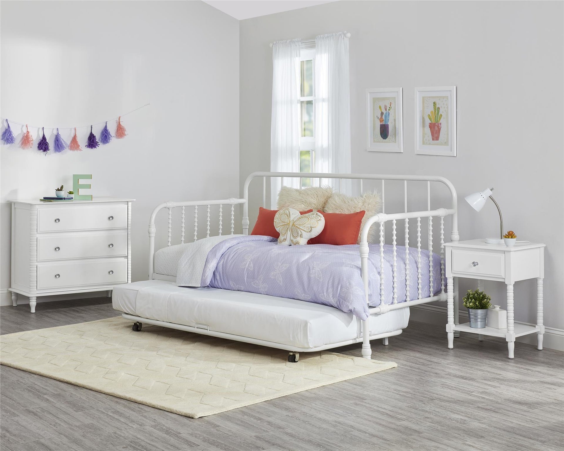 Little Seeds Monarch Hill Wren Metal Daybed with Trundle - White - Twin