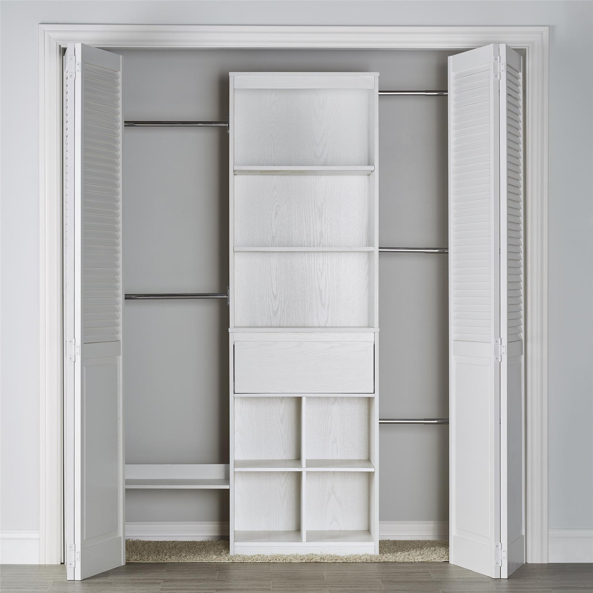 Grow with Me White Adjustable Kids' Closet Organizer System - White
