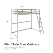 Little Seeds Monarch Hill Haven Metal Loft Bed - Dove Gray - Twin