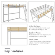 Little Seeds Monarch Hill Haven Metal Loft Bed - Dove Gray - Twin