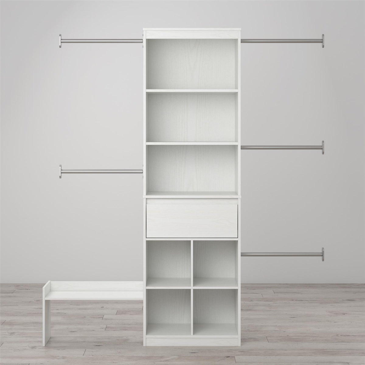 Grow with Me White Adjustable Kids' Closet Organizer System - White