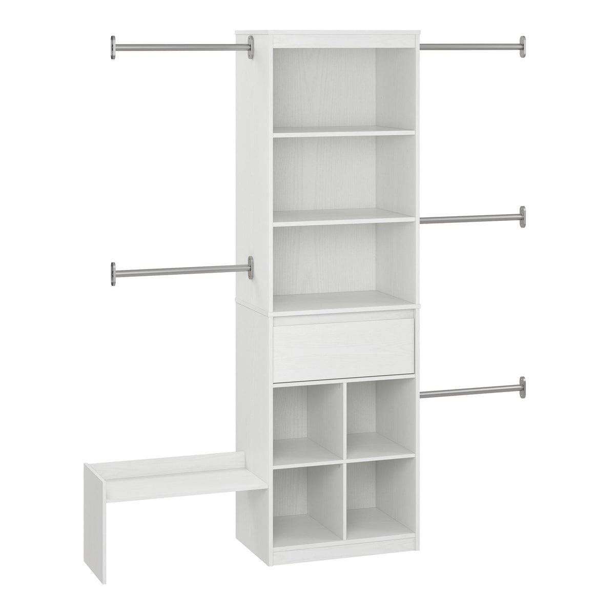 Grow with Me White Adjustable Kids' Closet Organizer System - White
