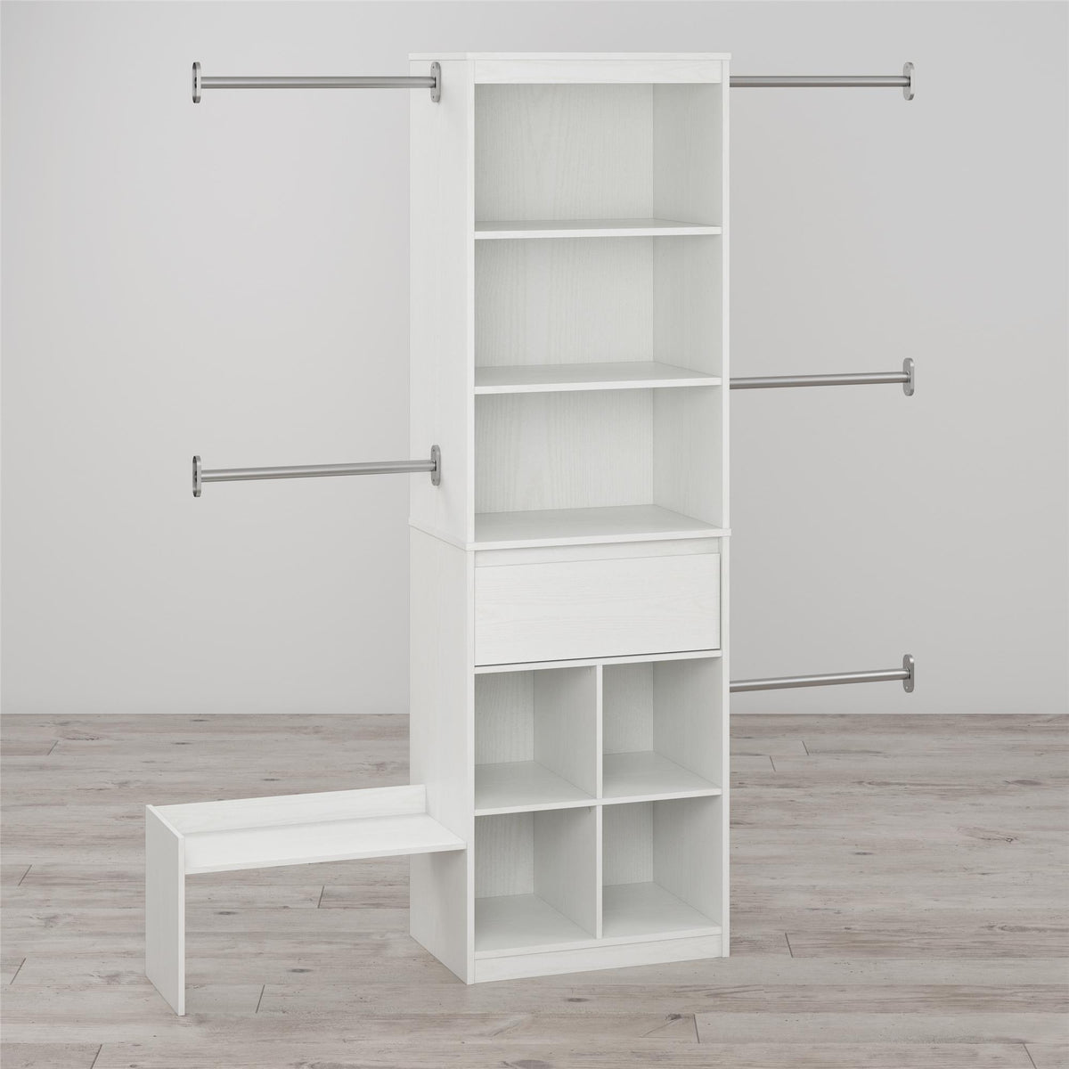 Grow with Me White Adjustable Kids' Closet Organizer System - White