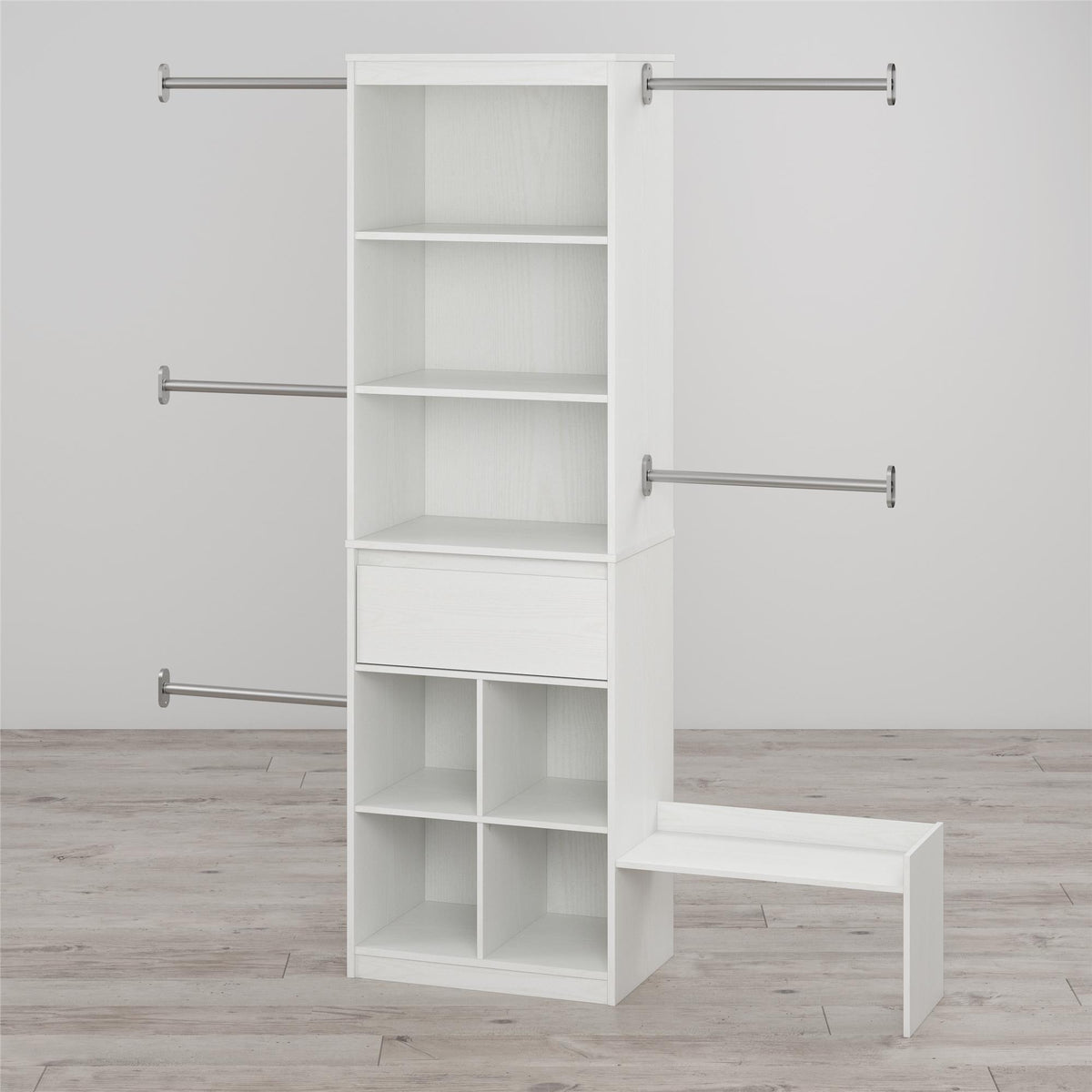 Grow with Me White Adjustable Kids' Closet Organizer System - White