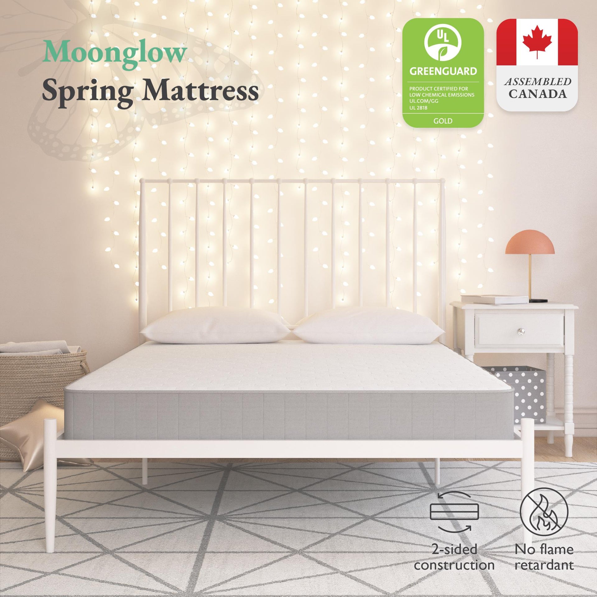 Little Seeds Moonglow 6" Reversible Bonnell Coil Mattress - White - Full