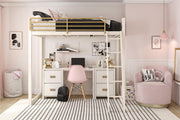 Little Seeds Monarch Hill Haven Metal Loft Bed - White - Twin
