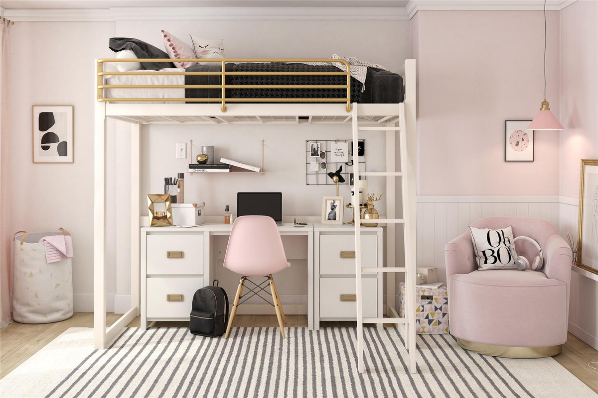 Little Seeds Monarch Hill Haven Metal Loft Bed - White - Twin