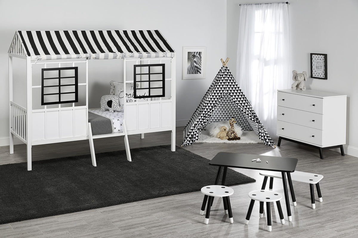 Little Seeds Rowan Valley Forest Loft Bed - White/Black - Twin