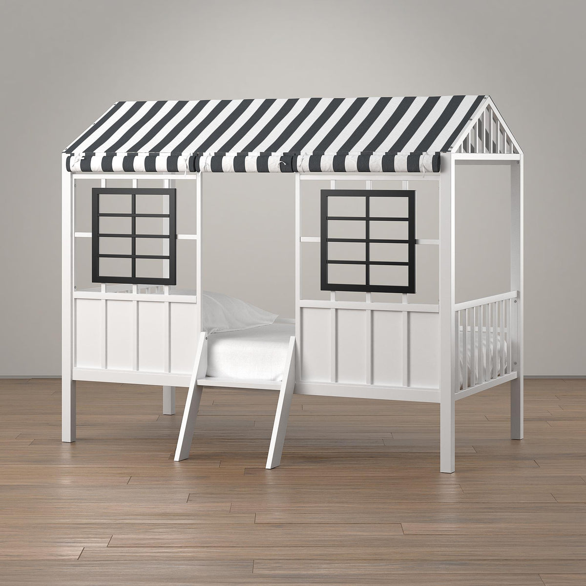 Little Seeds Rowan Valley Forest Loft Bed - White/Black - Twin