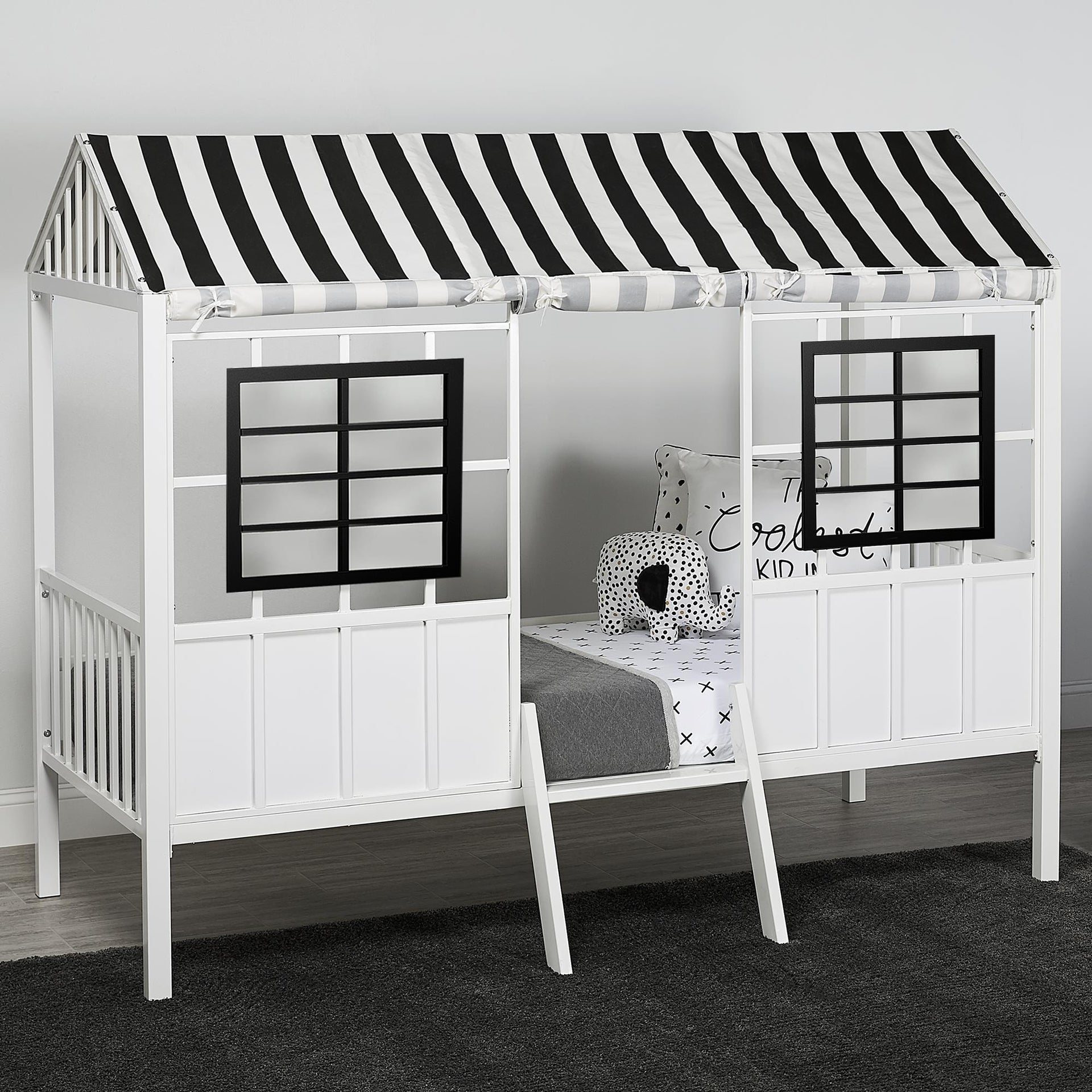 Little Seeds Rowan Valley Forest Loft Bed - White/Black - Twin