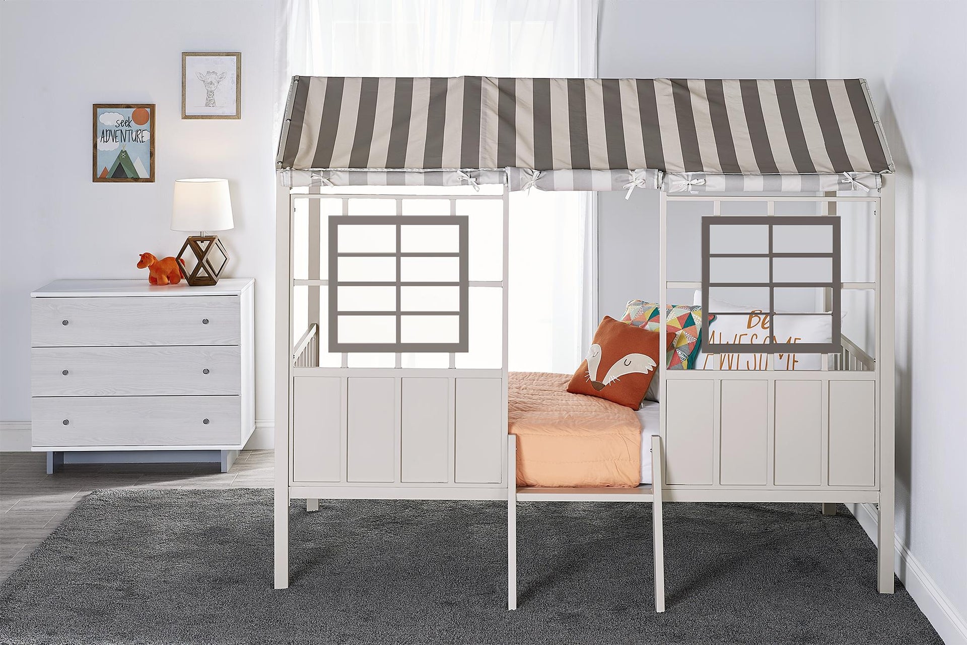 Little Seeds Rowan Valley Forest Loft Bed - Gray - Twin