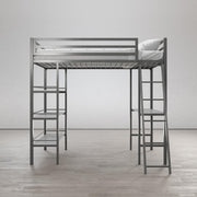 Little Seeds Birka Metal Loft Bed with Shelves - Gray - Twin
