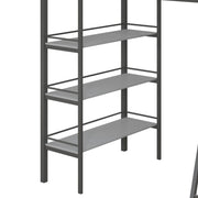 Little Seeds Birka Metal Loft Bed with Shelves - Gray - Twin