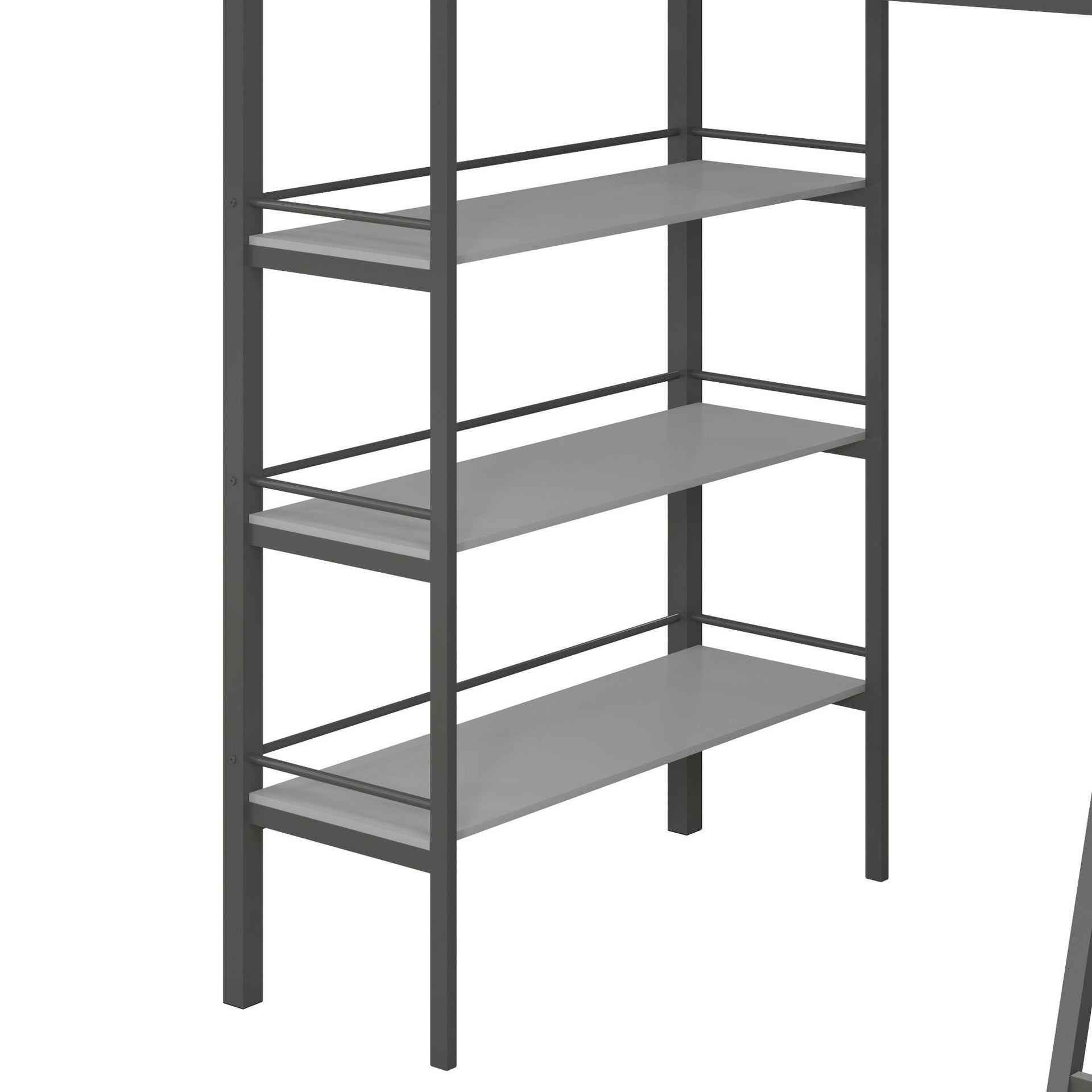Little Seeds Birka Metal Loft Bed with Shelves - Gray - Twin
