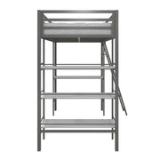 Little Seeds Birka Metal Loft Bed with Shelves - Gray - Twin