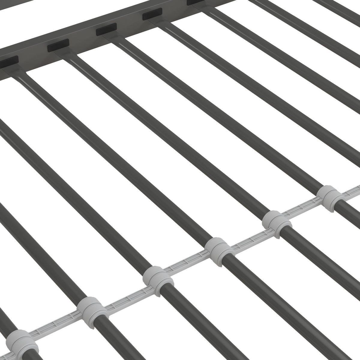 Little Seeds Birka Metal Loft Bed with Shelves - Gray - Twin