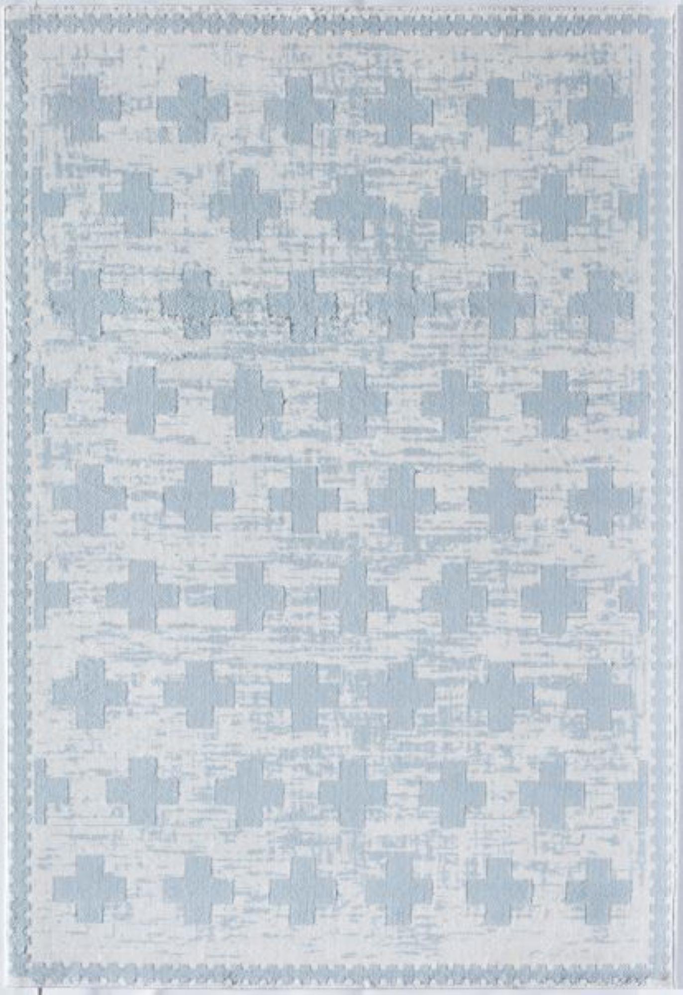 Little Seeds Serenity Impression Rug Wht/Lt Blue 5 x 7 - White/Blue