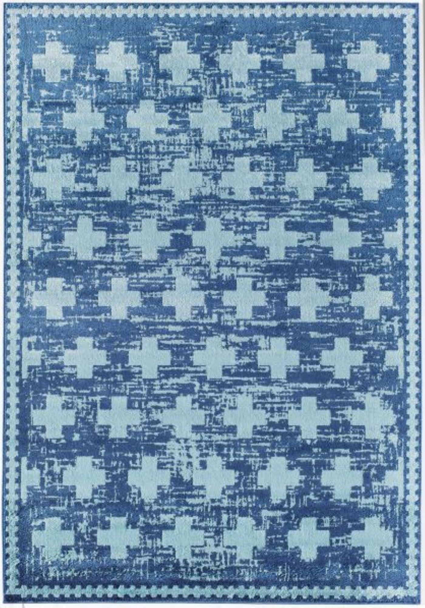 Little Seeds Serenity Impression Rug Navy/Aqua 5 x 7 - Navy