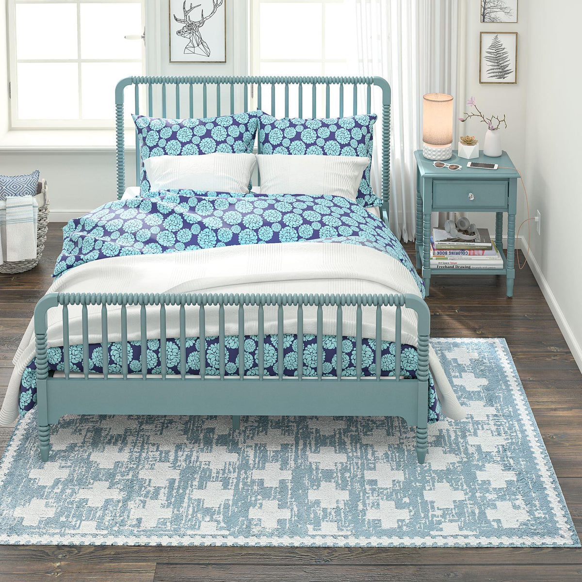 Little Seeds Serenity Impression Rug Teal Gray  5 x 7 - Grey