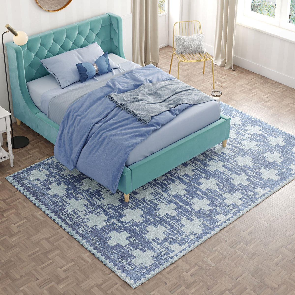 Little Seeds Serenity Impression Rug Navy/Aqua 5 x 7 - Navy