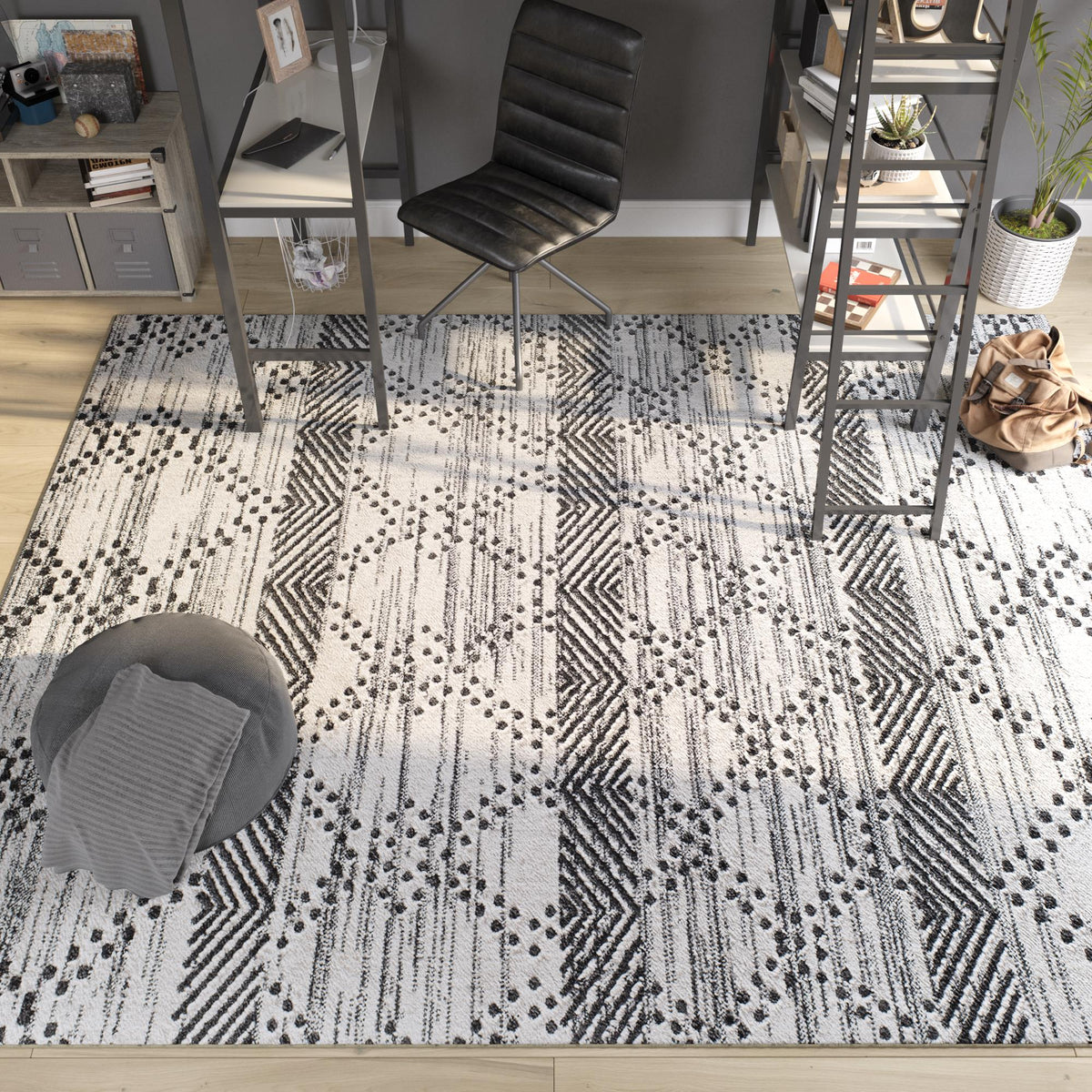 Little Seeds Serenity Vintage Rug Wht/Blk 5 x 7 - White/Black