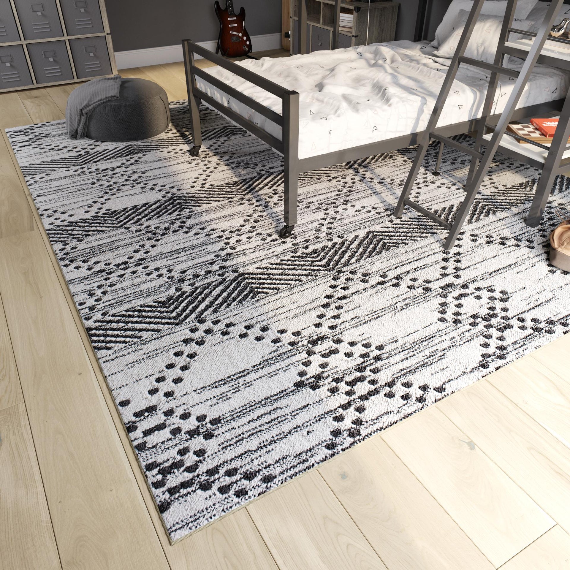 Little Seeds Serenity Vintage Rug Wht/Blk 5 x 7 - White/Black