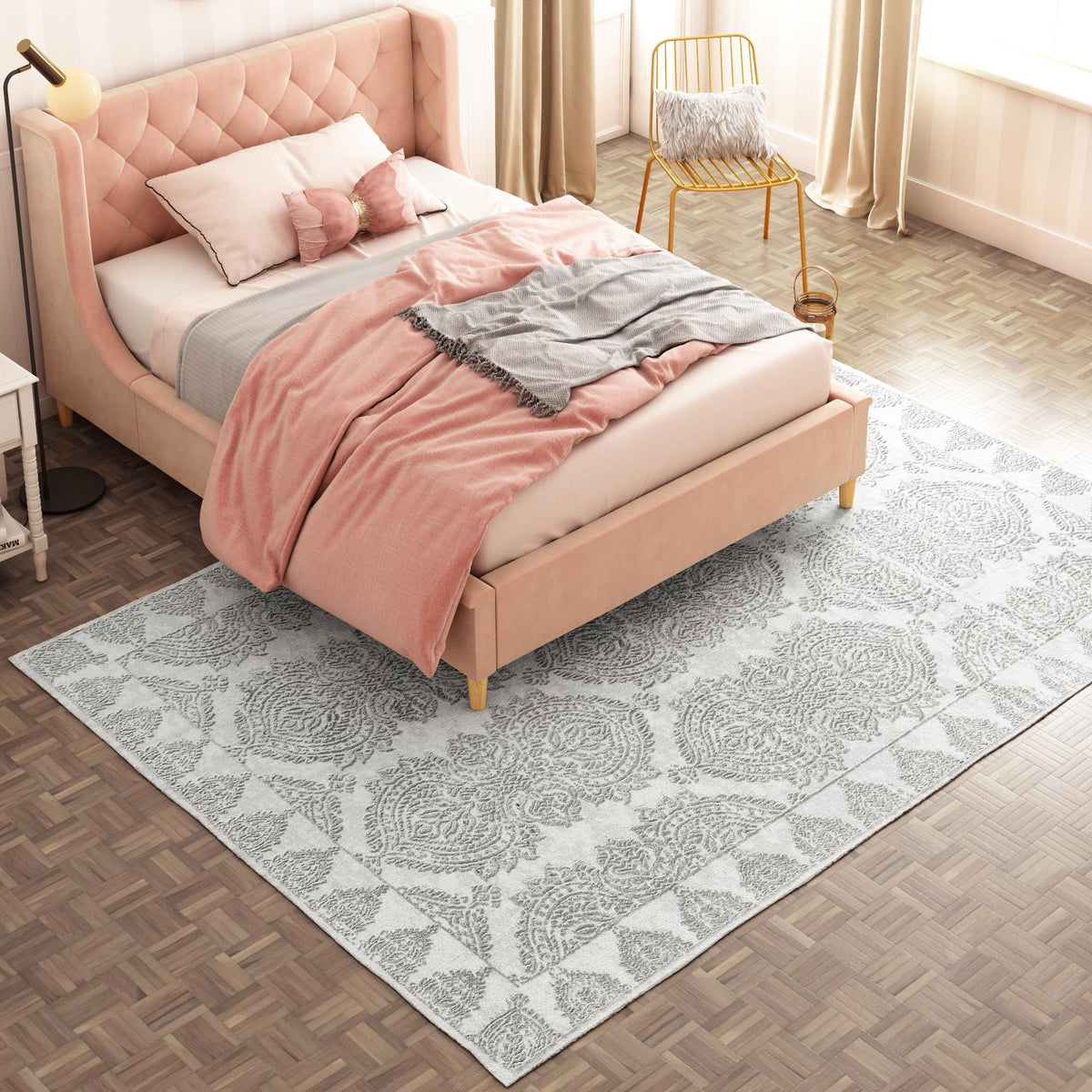 Little Seeds Magnolia Paisley Rug White 5 x 7 - White