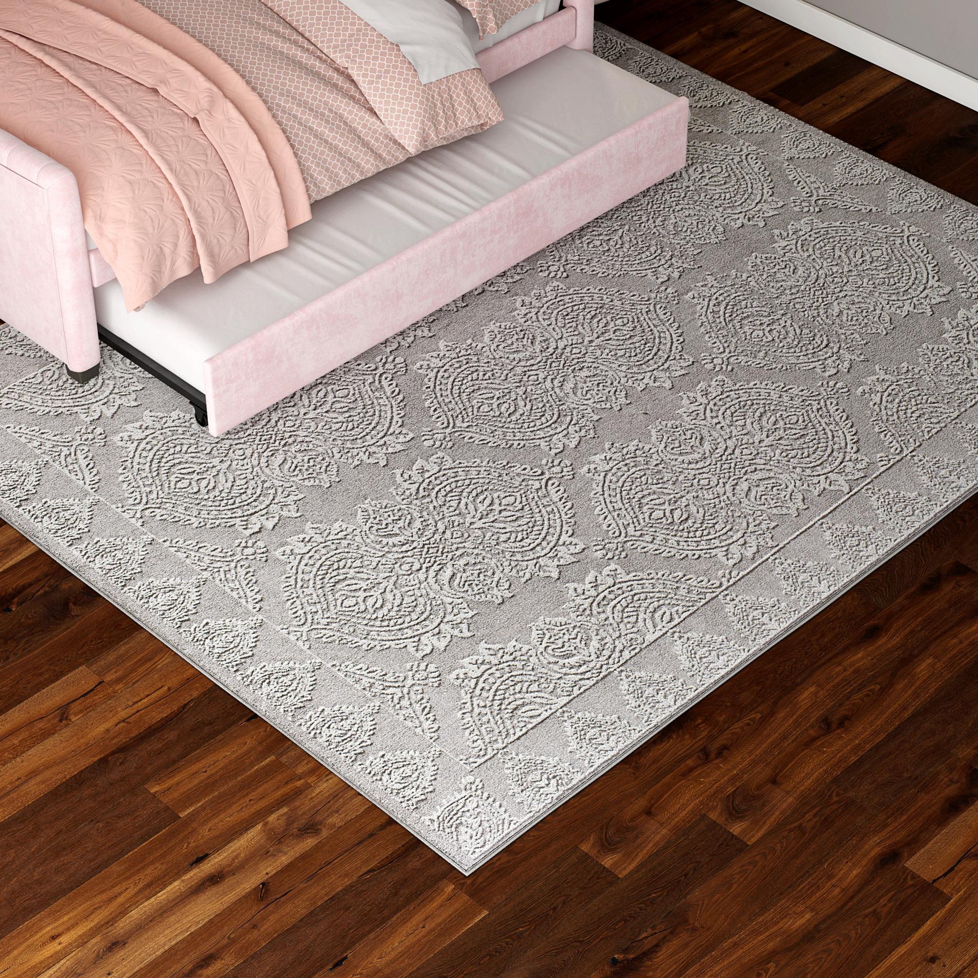 Little Seeds Magnolia Paisley Rug Gray 5 x 7 - Gray