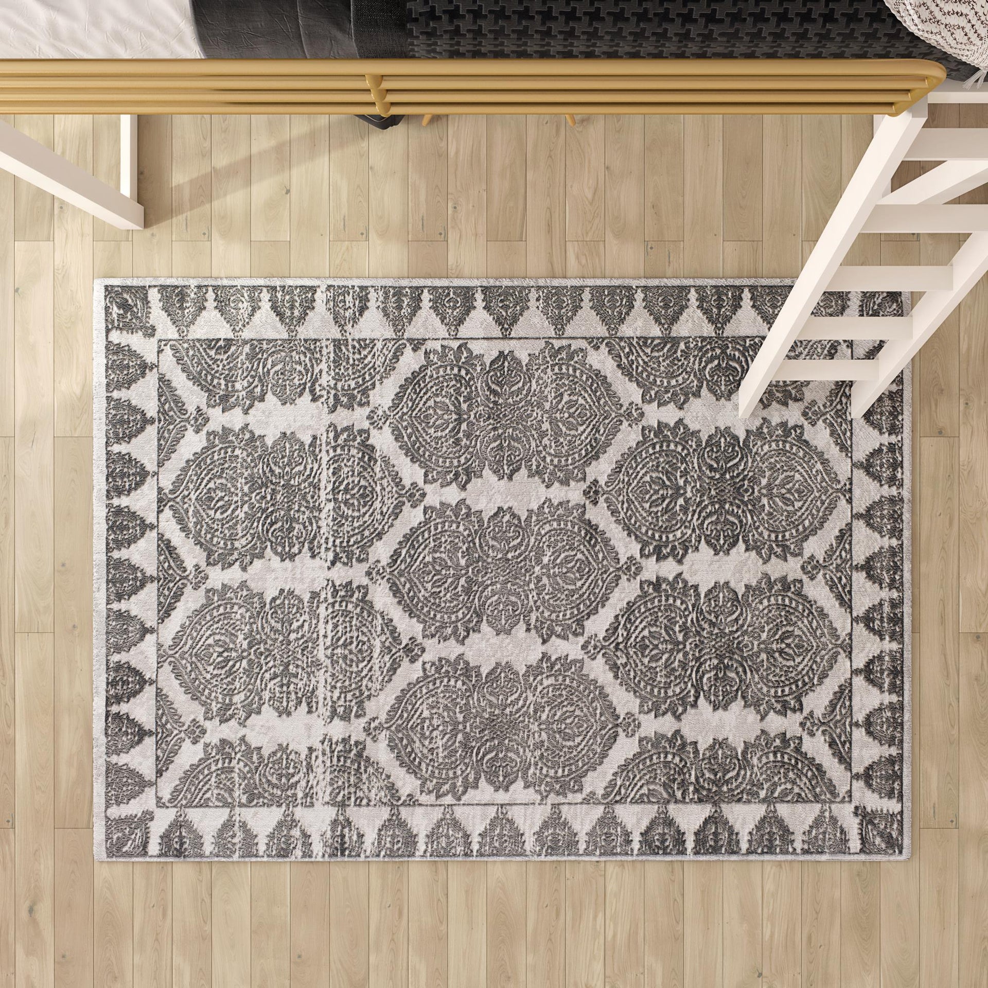 Little Seeds Magnolia Paisley Rug Charcoal 8 x 10 - Charcoal
