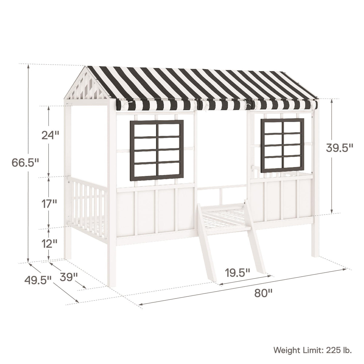 Little Seeds Rowan Valley Forest Loft Bed - White/Black - Twin