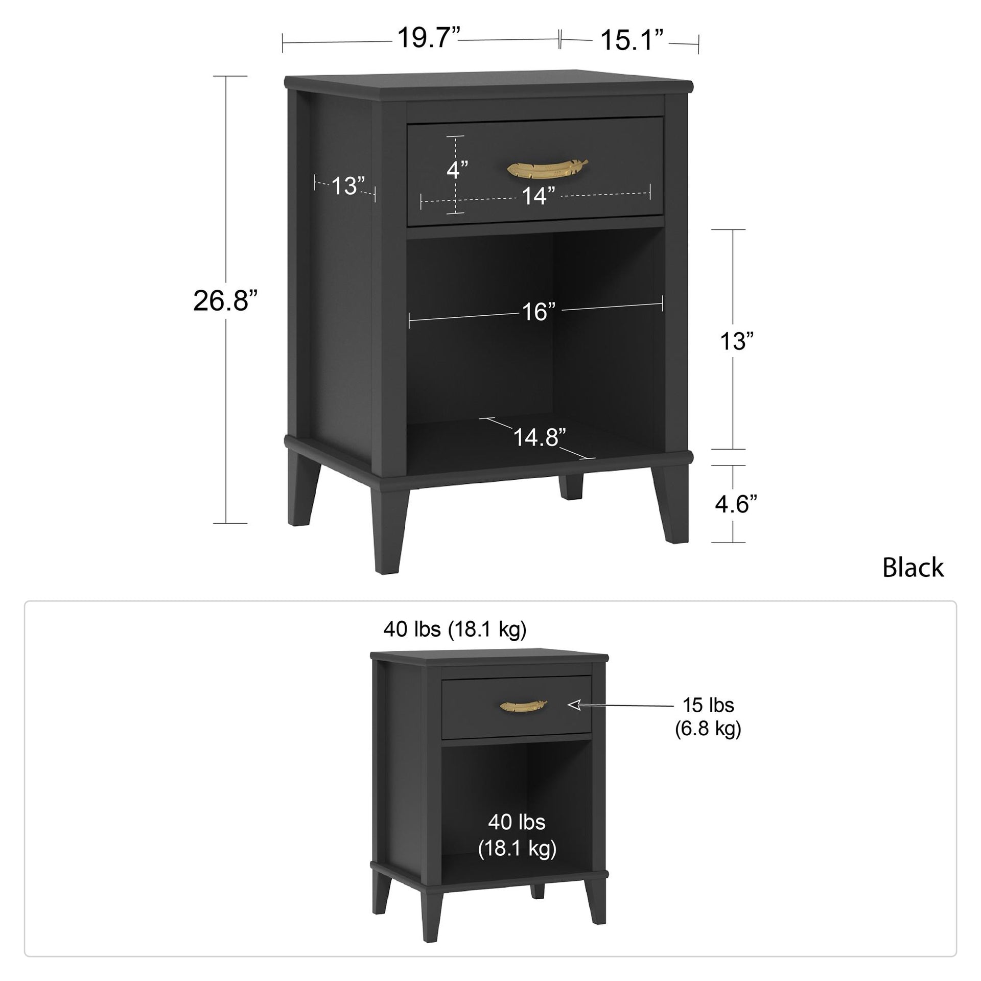 Monarch Hill Hawken Nightstand - Black