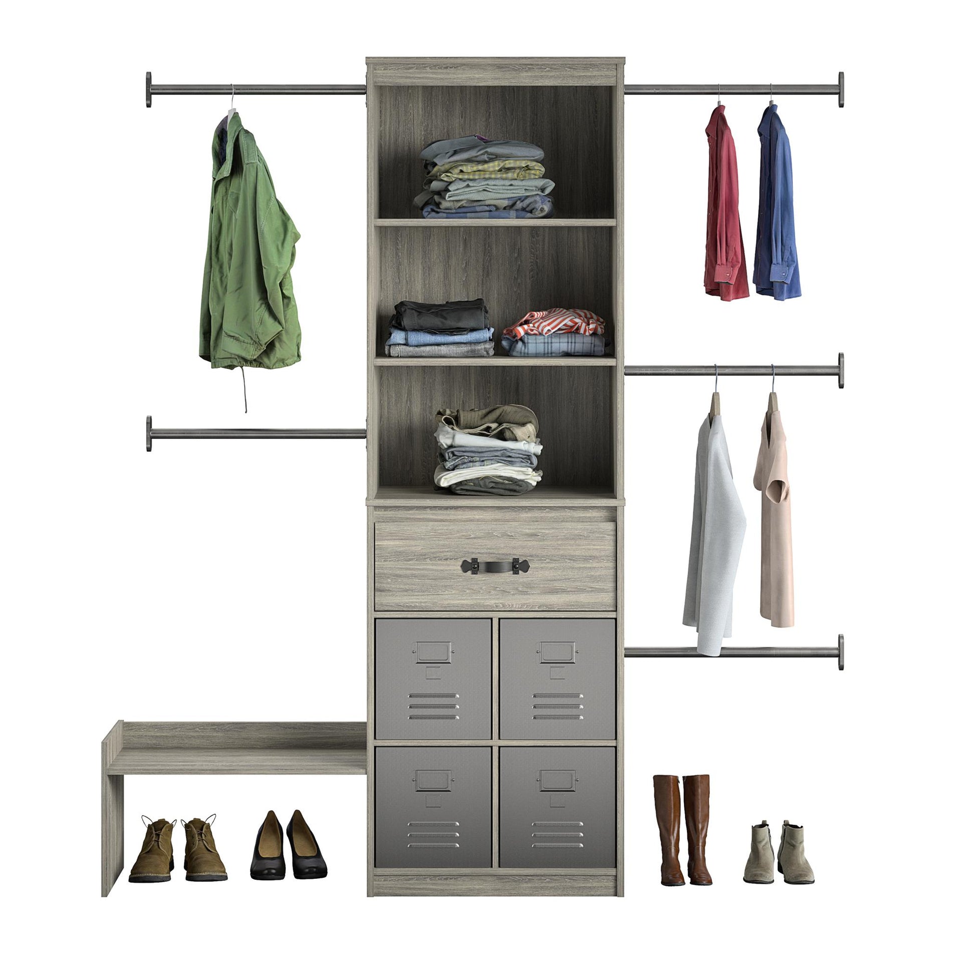 Nova Grow with Me Grey Oak Adjustable Kids’ Closet Organizer System - Gray Oak
