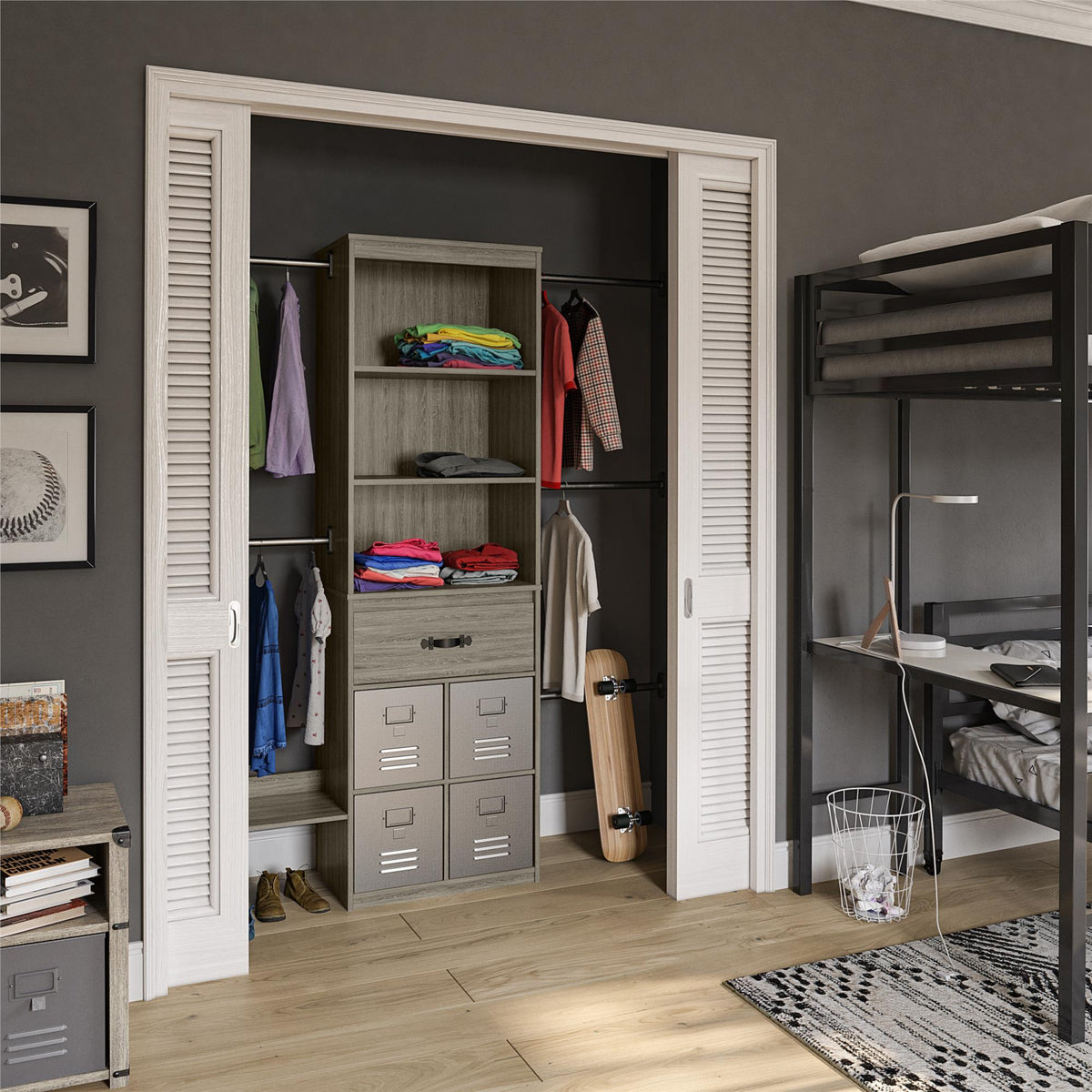 Nova Grow with Me Grey Oak Adjustable Kids’ Closet Organizer System - Gray Oak