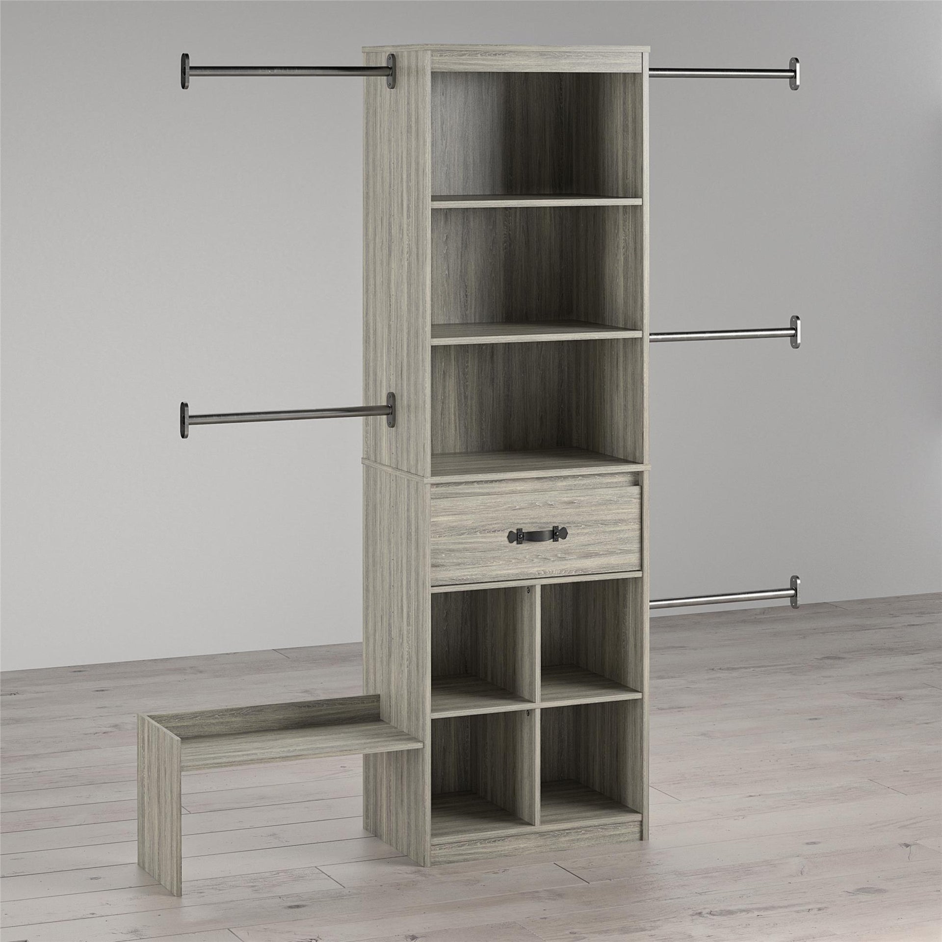 Nova Grow with Me Grey Oak Adjustable Kids’ Closet Organizer System - Gray Oak