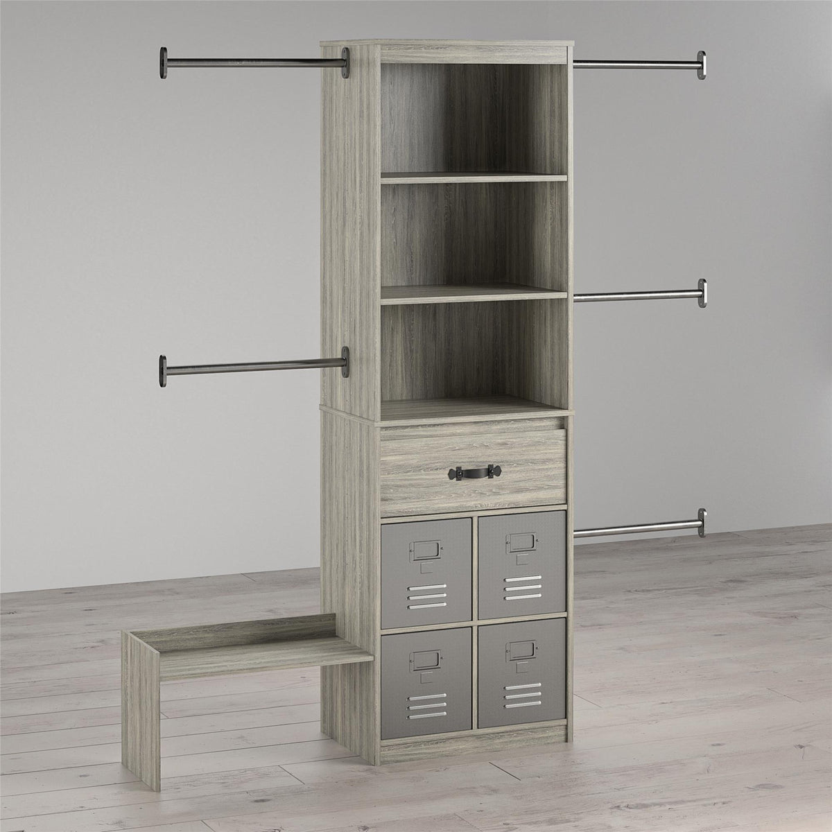 Nova Grow with Me Grey Oak Adjustable Kids’ Closet Organizer System - Gray Oak