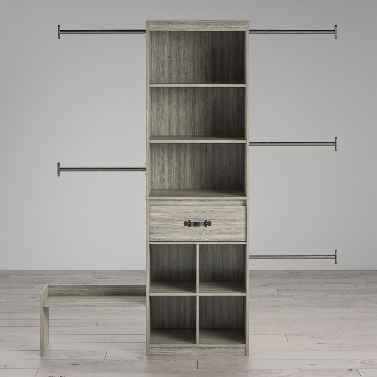 Nova Grow with Me Grey Oak Adjustable Kids’ Closet Organizer System - Gray Oak