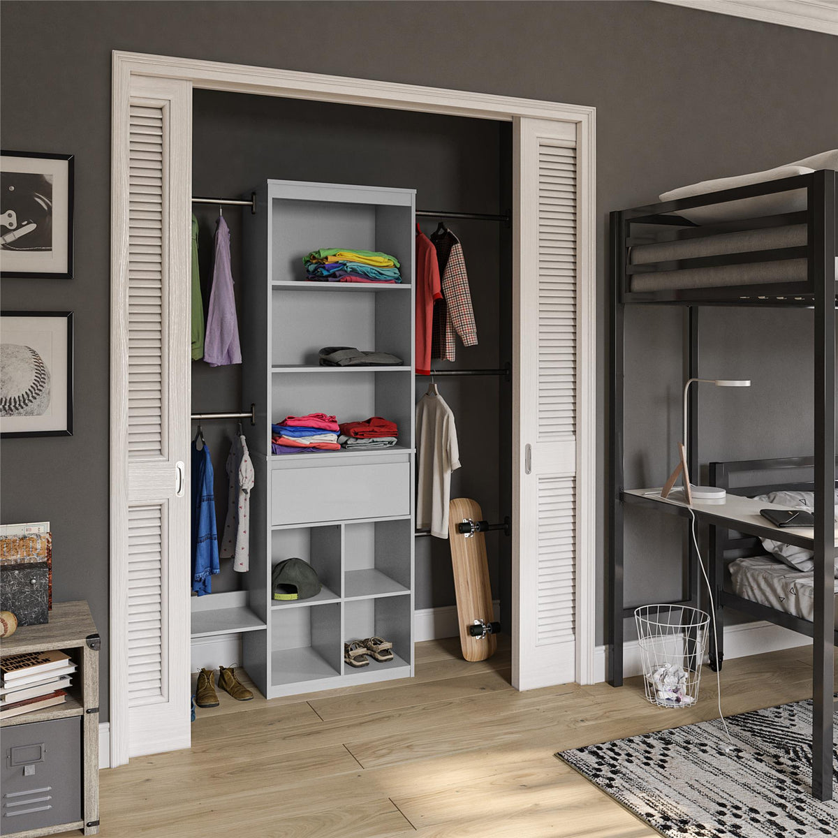 Grow with Me Grey Adjustable Kids' Closet Organizer System - Dove Gray