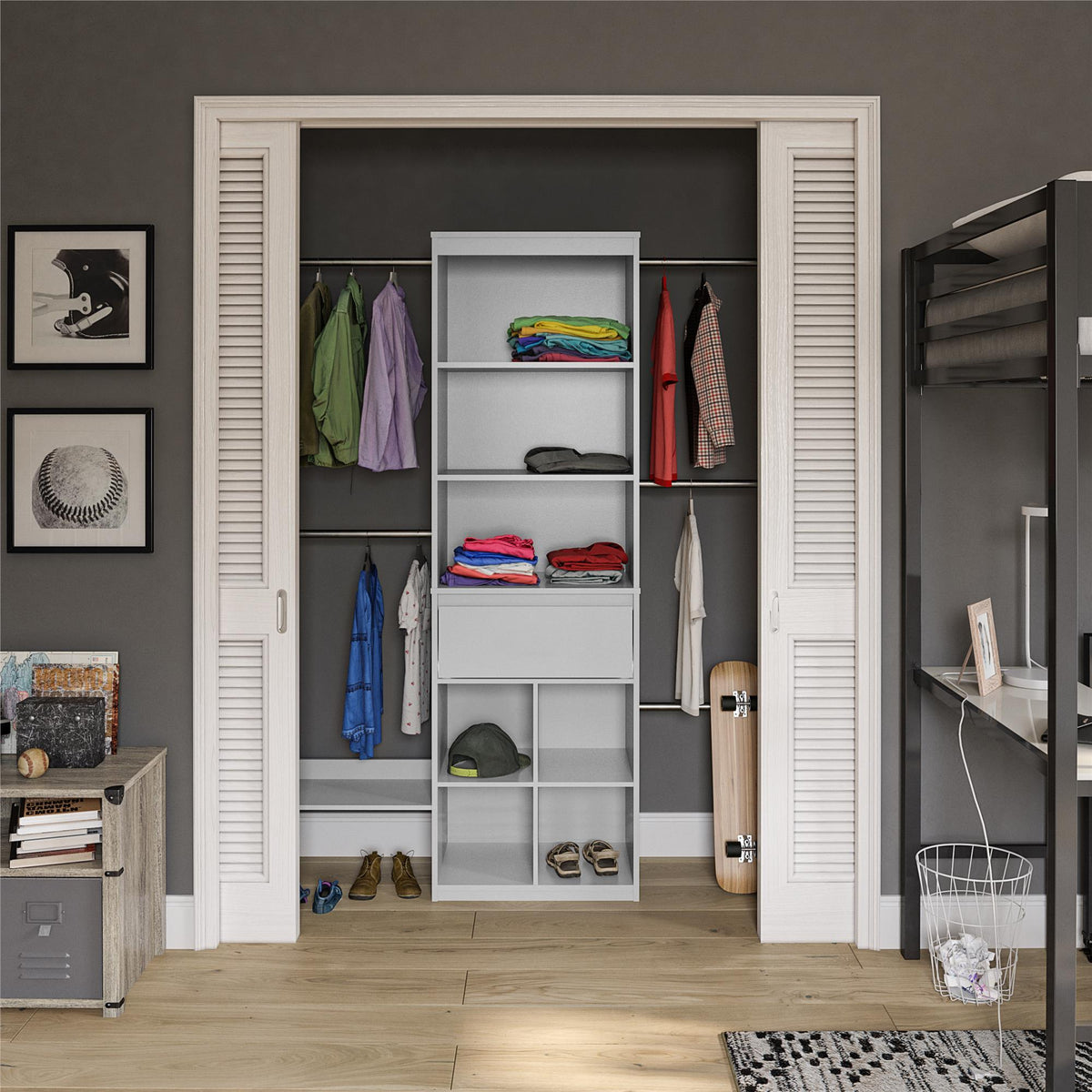 Grow with Me Grey Adjustable Kids' Closet Organizer System - Dove Gray