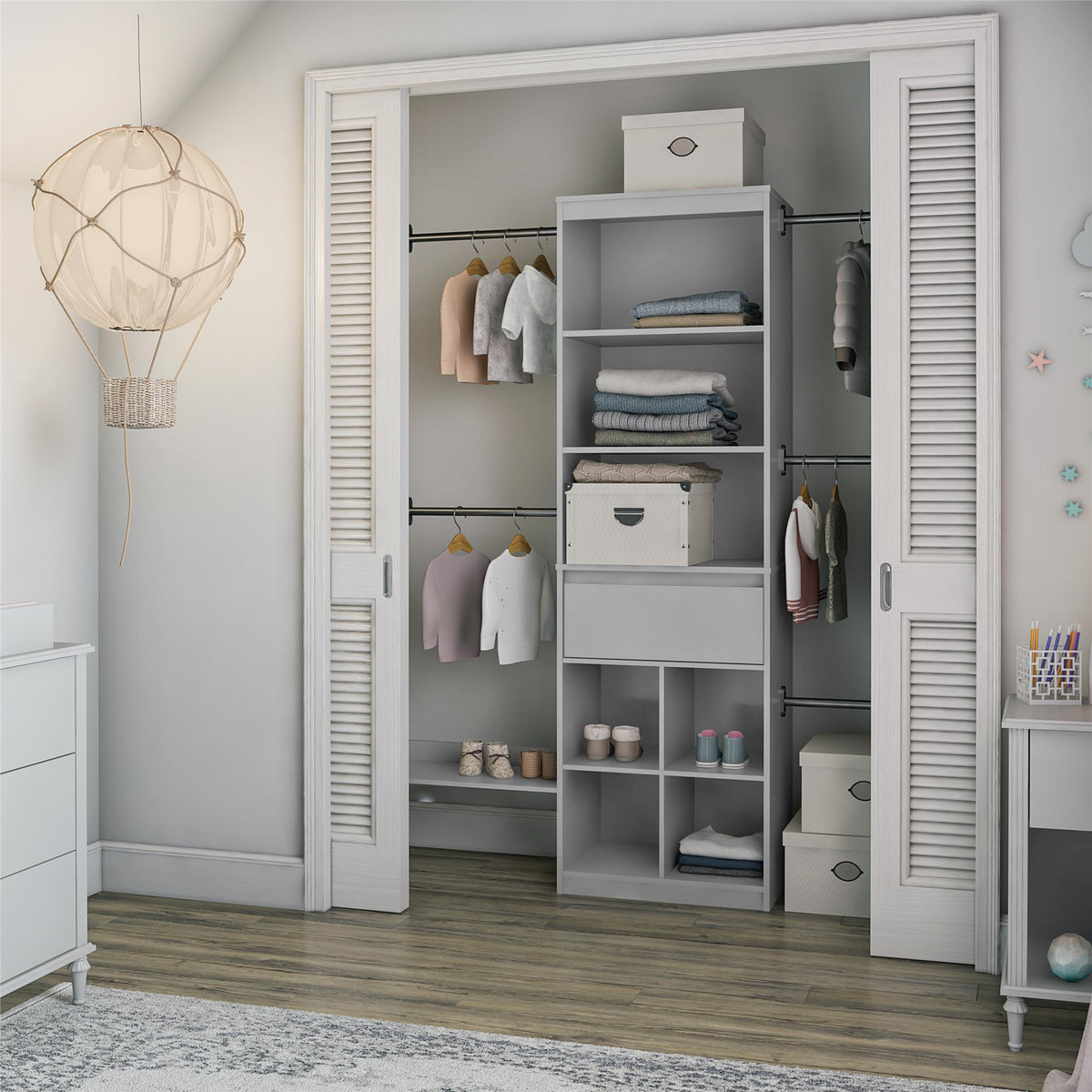 Grow with Me Grey Adjustable Kids' Closet Organizer System - Dove Gray