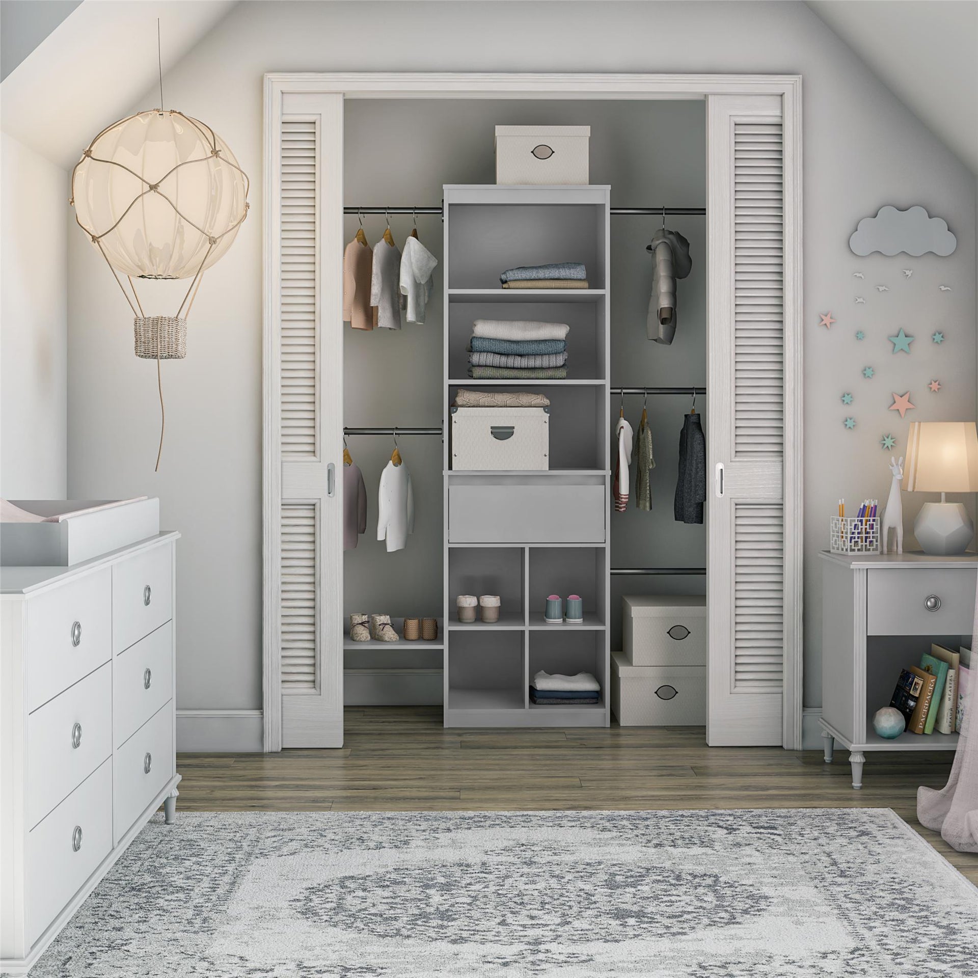 Grow with Me Grey Adjustable Kids' Closet Organizer System - Dove Gray