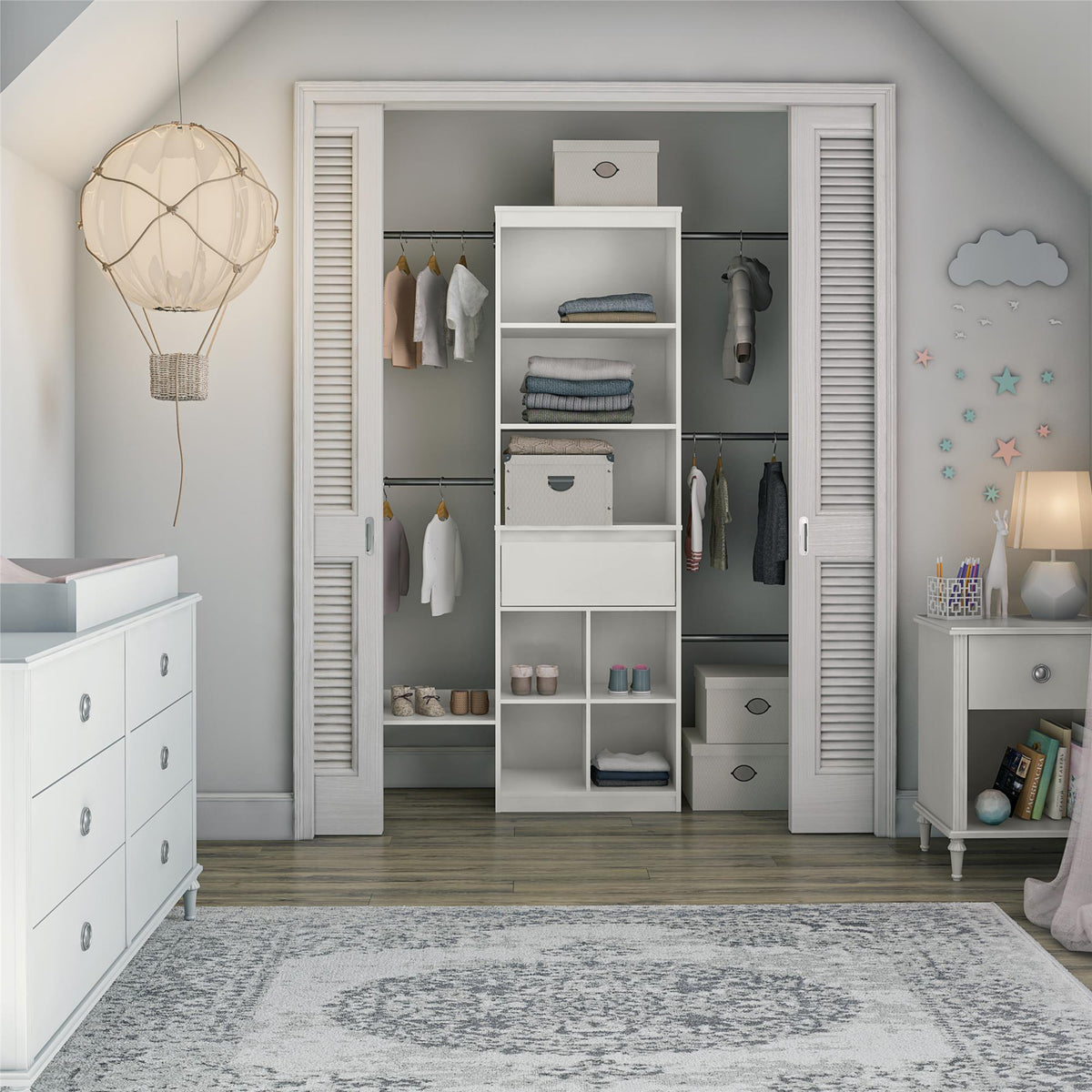 Grow with Me White Adjustable Kids' Closet Organizer System - White