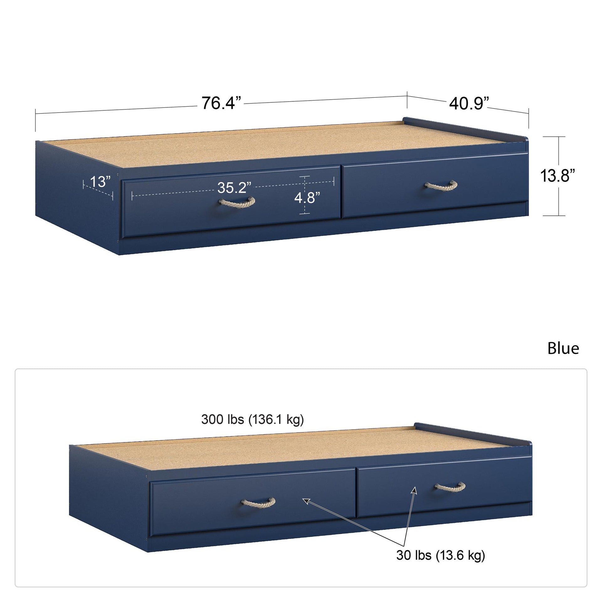 Sierra Ridge Mesa Twin Bed with Storage - Blue - Twin