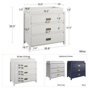 Monarch Hill Haven 3 Drawer Changing Dresser - White