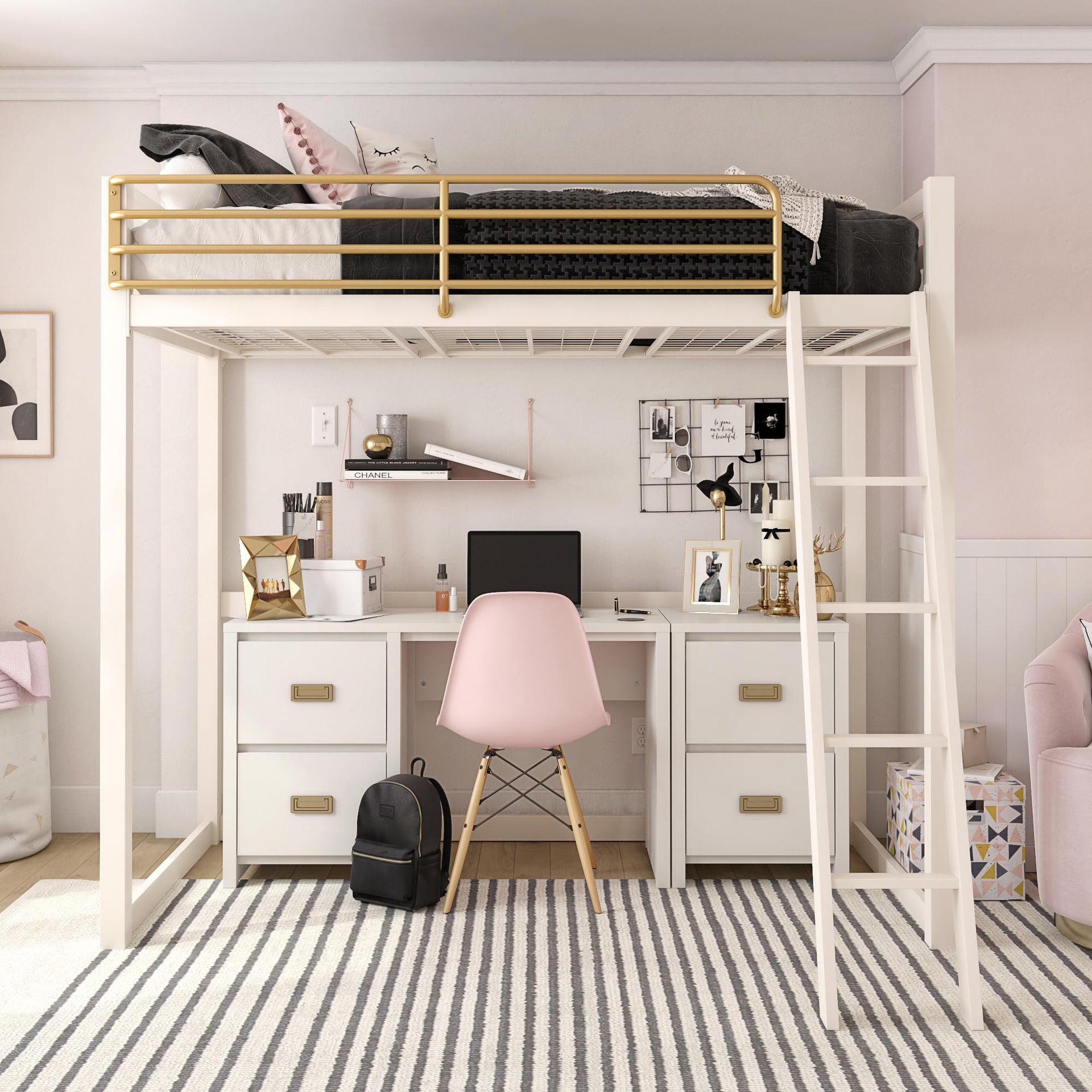 Little Seeds Monarch Hill Haven Metal Loft Bed - White - Twin