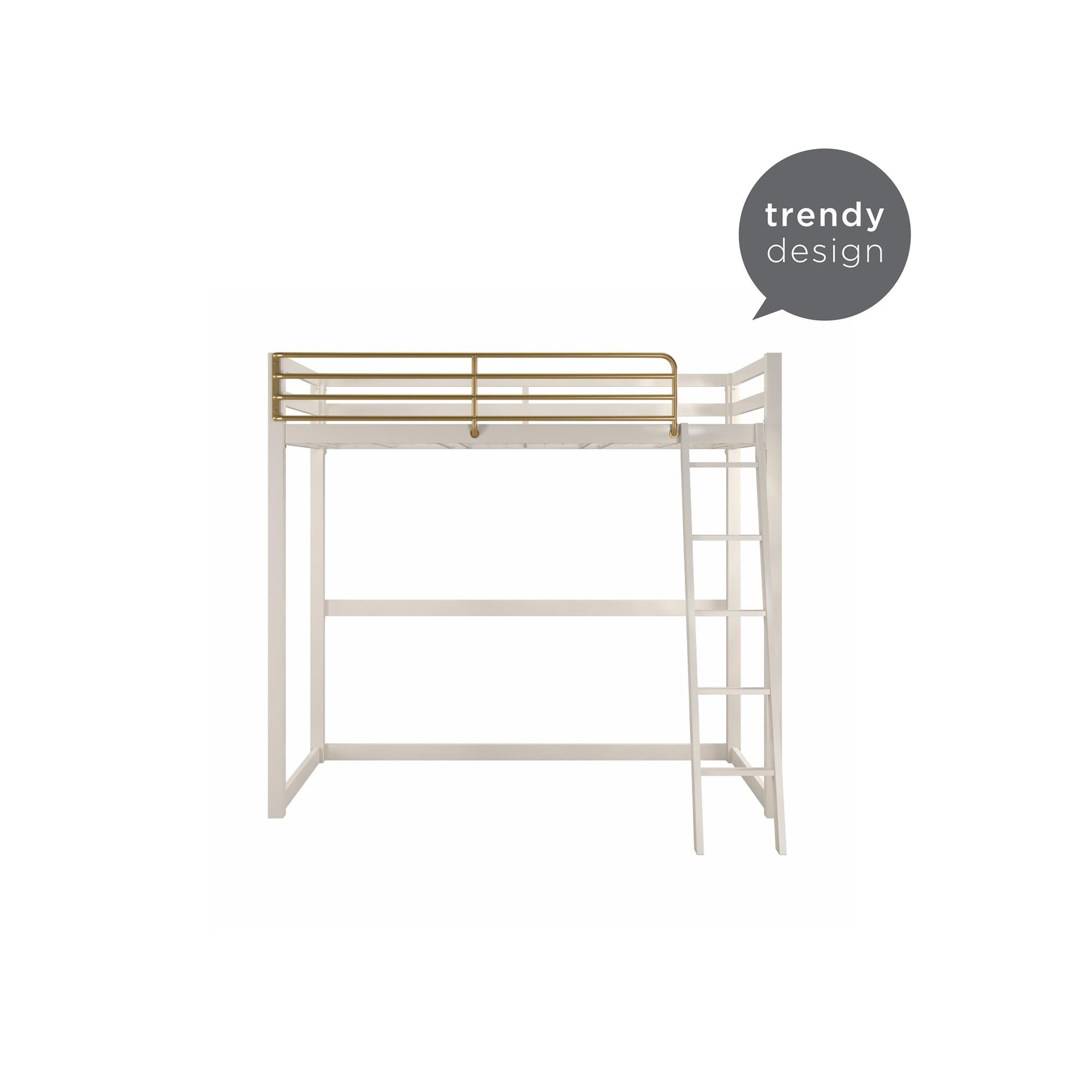 Little Seeds Monarch Hill Haven Metal Loft Bed - White - Twin
